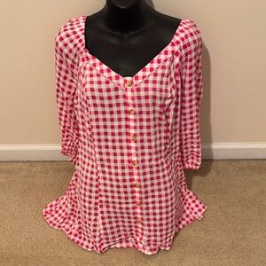 Torrid Pink and White Checkered Blouse